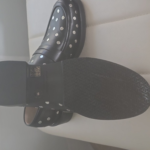 Stuart Weitzman Black and Silver Studded Loafers 9B